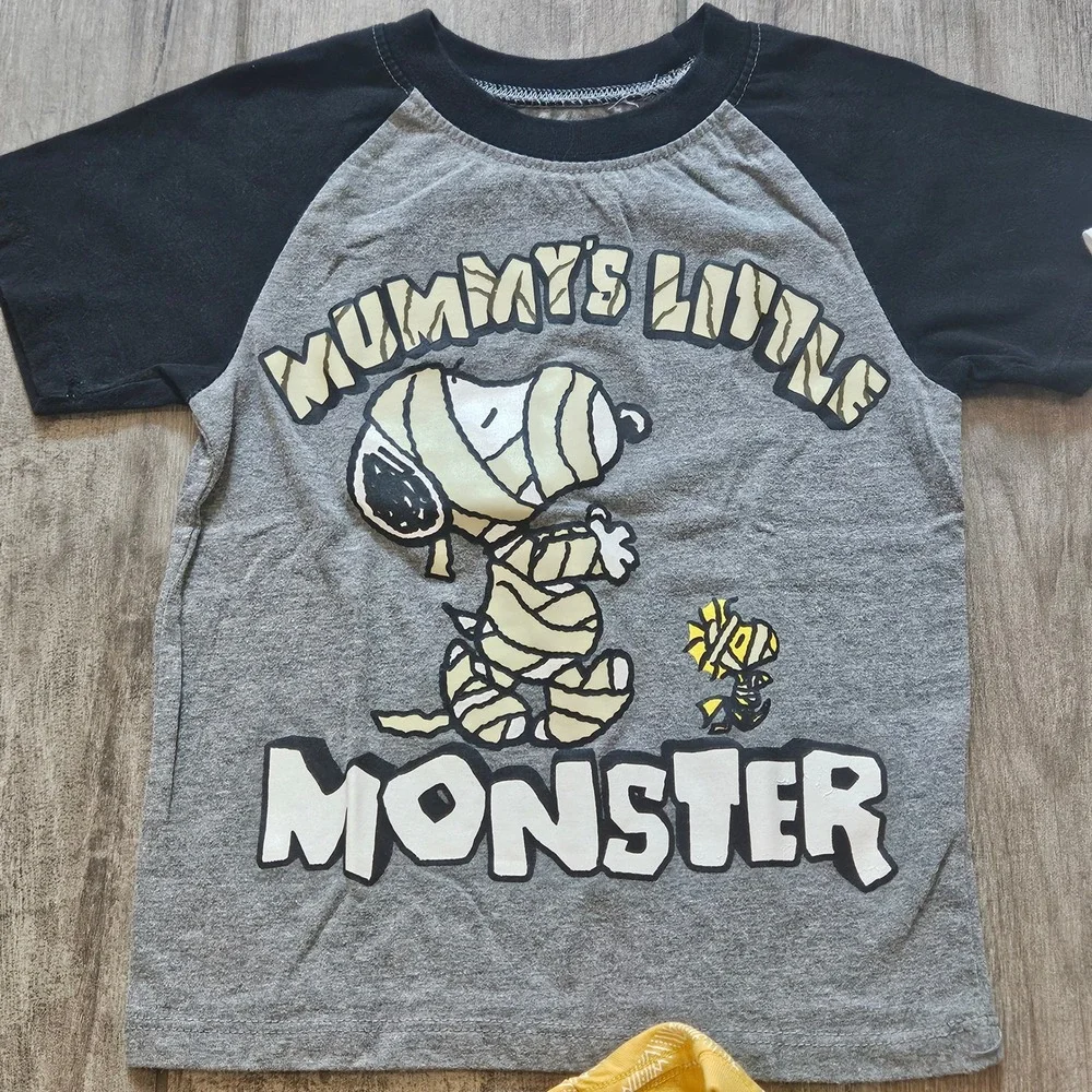 Gymboree Peanuts T-Shirt Lot of 3 Kids 3T Halloween Snoopy Fall Marvel Spiderman